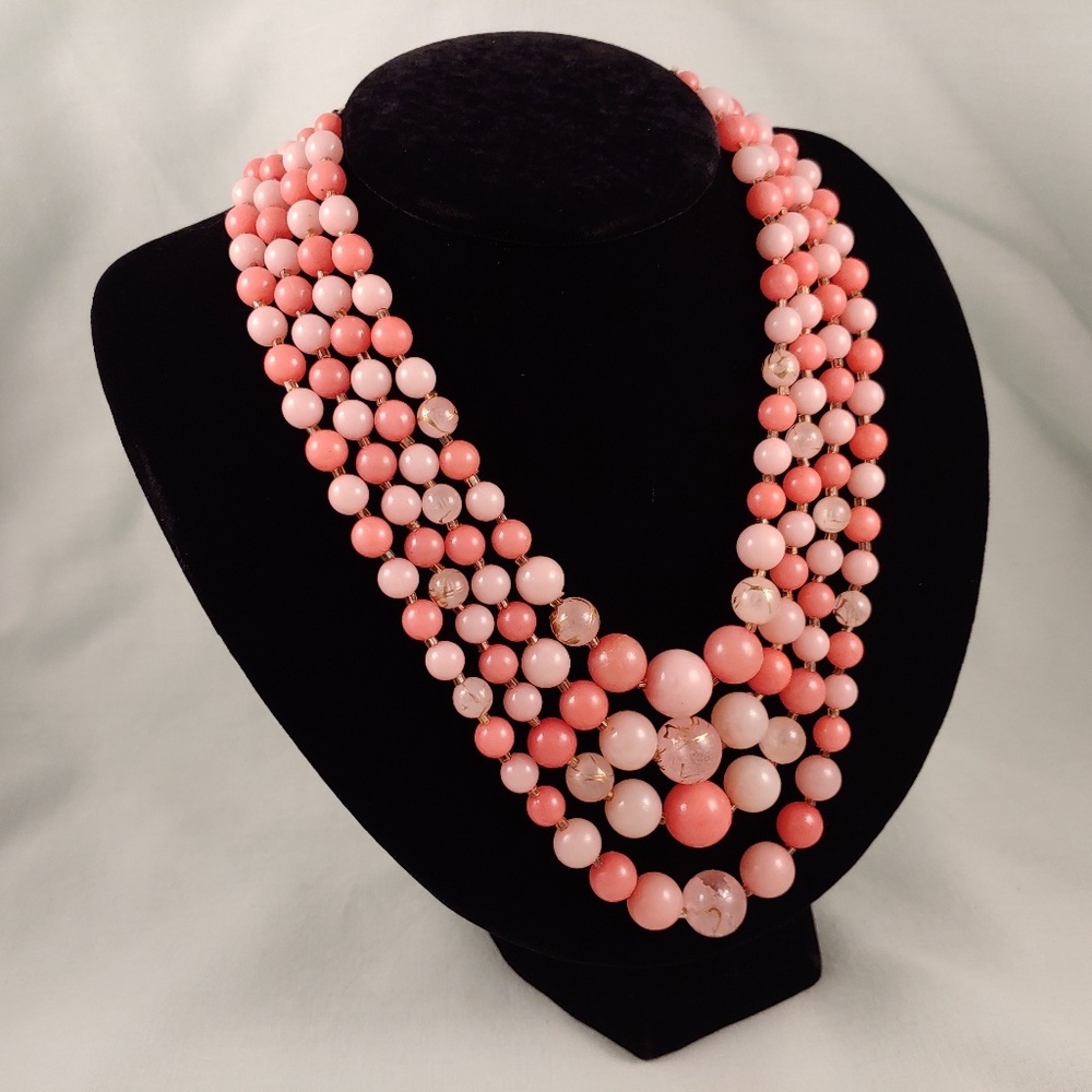 Multi-Strand Layered Waterfall Necklace Vintage - Picture 1 of 7